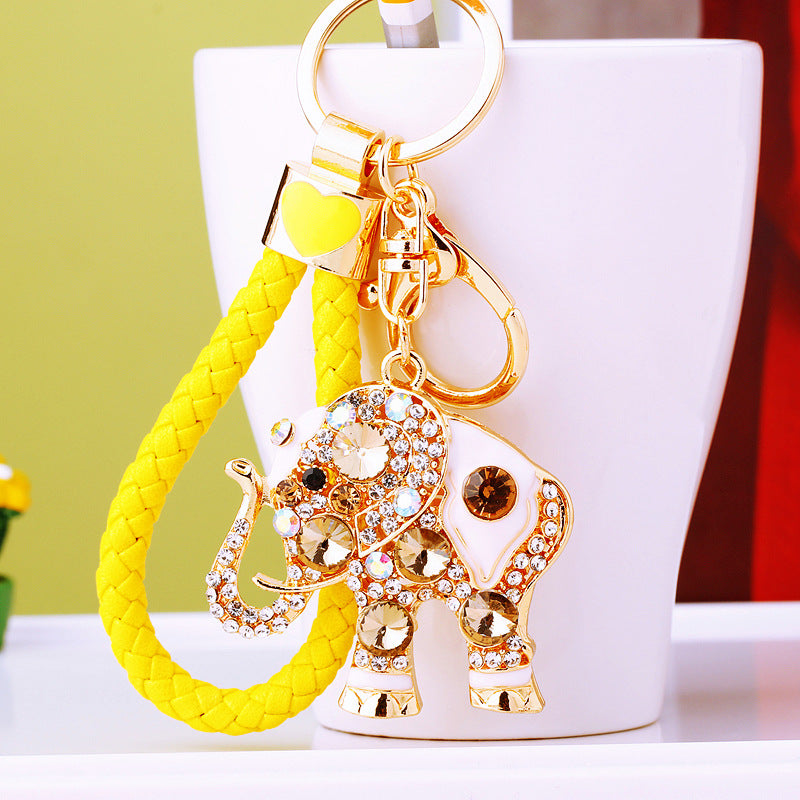 Wholesale Crystal studded diamond elephant cute metal keychain