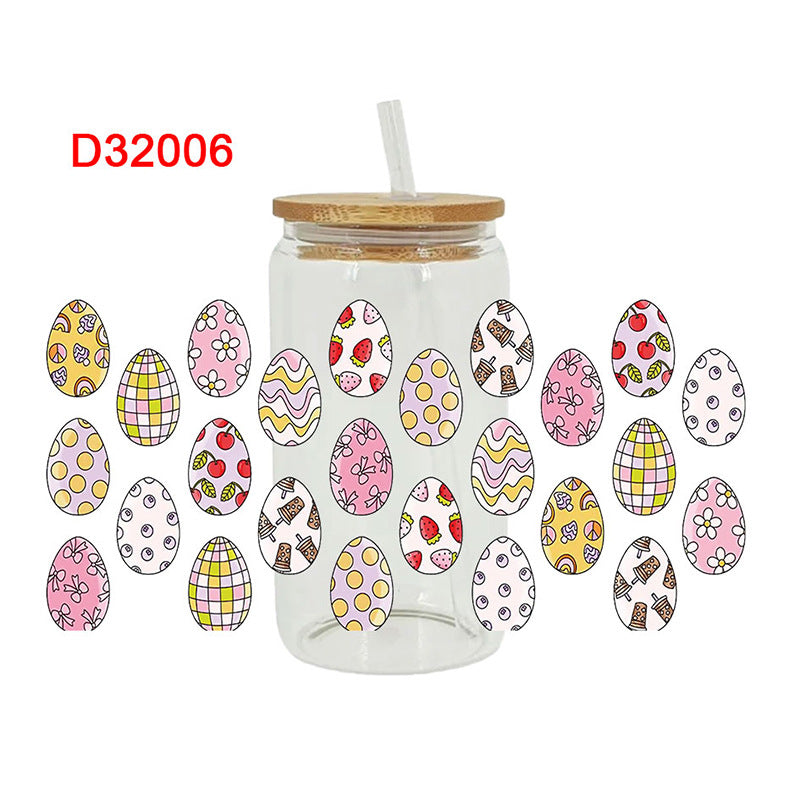 Wholesale Colorful rabbit bow Easter 16oz Cup UV DTF Wraps