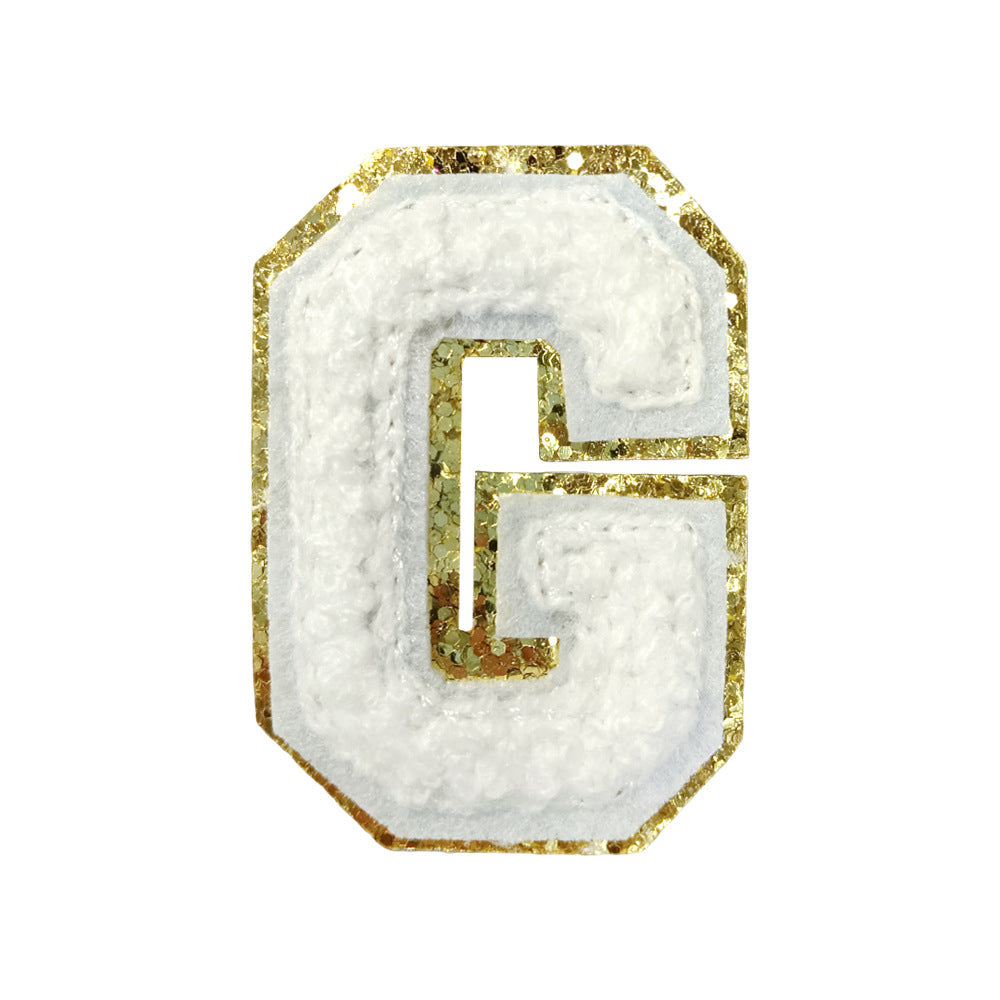 Wholesale White Towel Embroidered Alphabet Patches A Z With Gold Glitter Stylish DIY Accessory For Coats And Crafts