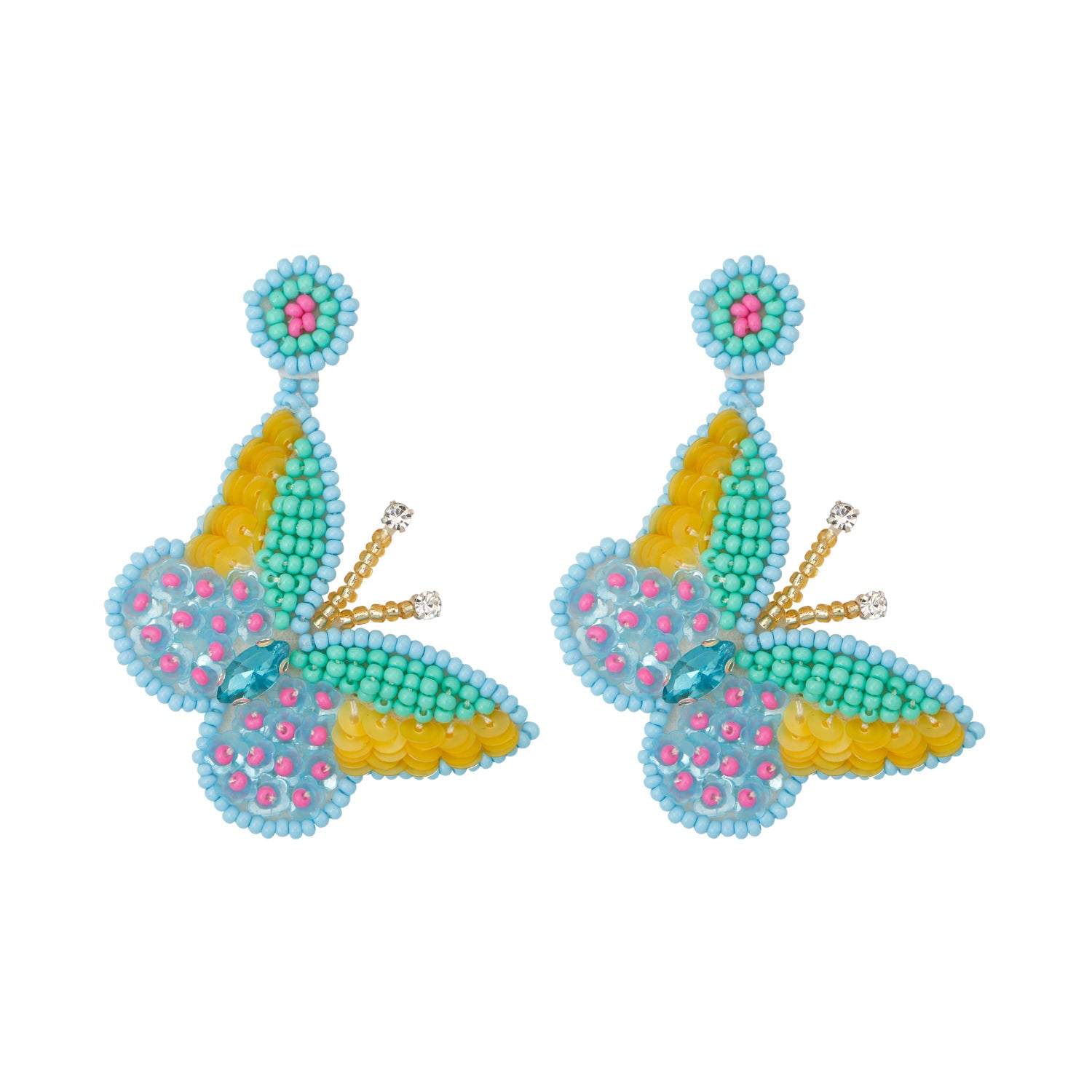 Wholesale Bohemian Tassel Rainbow Hand Woven Rice Bead Earrings