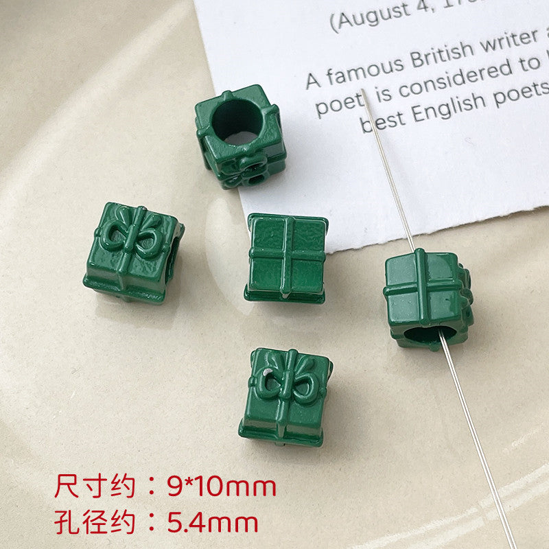 Wholesale 10pcs Dopamine Christmas Series Colorful Love Gift Box Beads