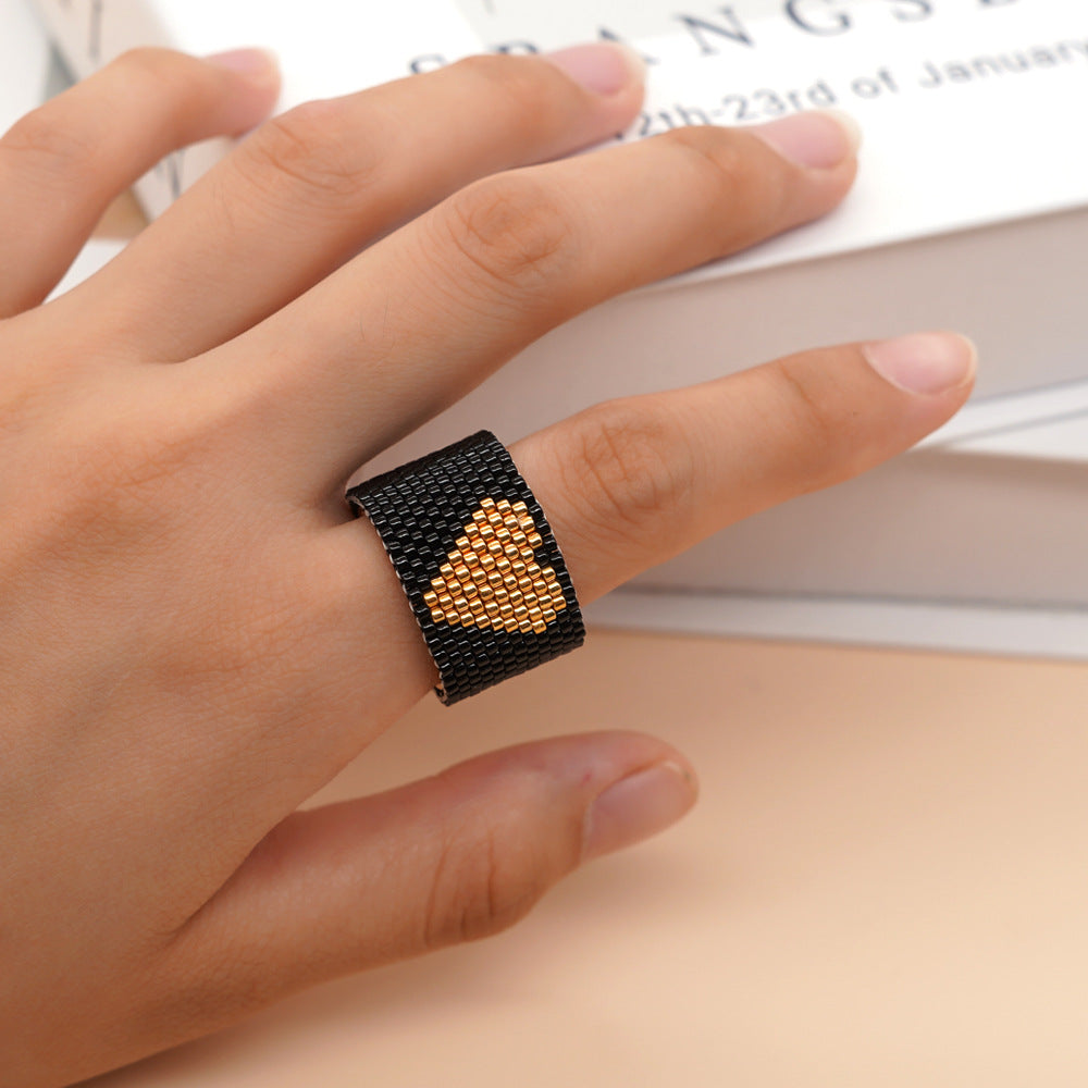 Wholesale Miyuki Rice Beads Hand Woven Stainless Steel Ring