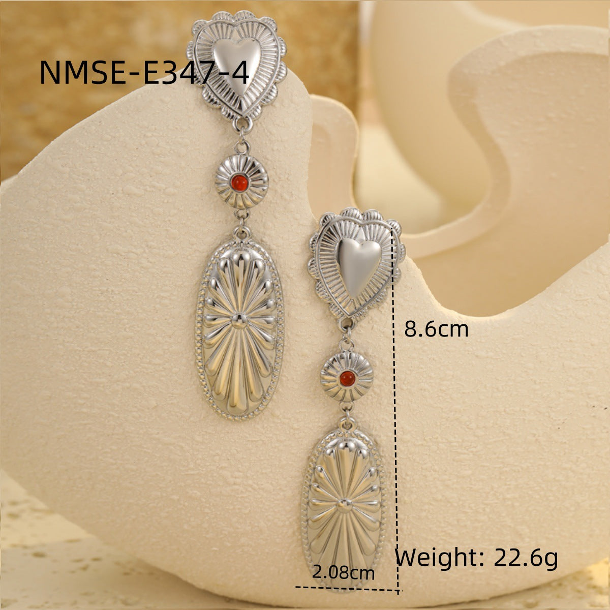 Wholesale Water droplet shaped heart shape Stainless Steel Earrings