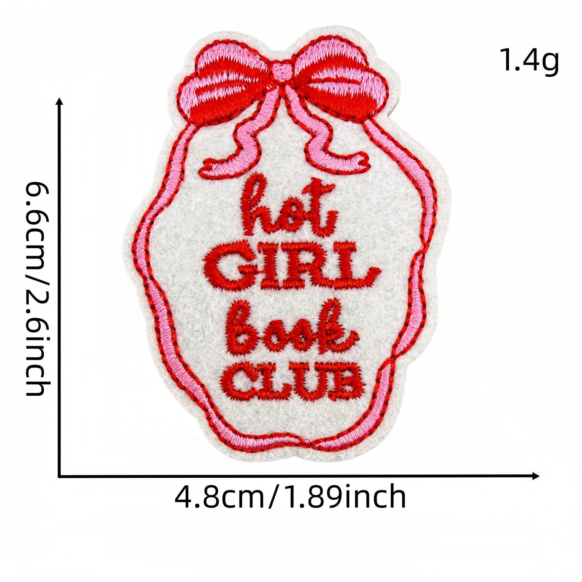 Wholesale Pink Reading Theme Embroidered Patches Book Decorative Stickers 15Pcs For Clothes Bags DIY Gift Boutique Resale