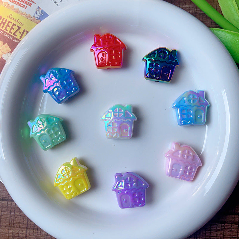 Wholesale  Random  10pcs/pack  Seashell House Beaded Loose Beads  Acrylic Beads