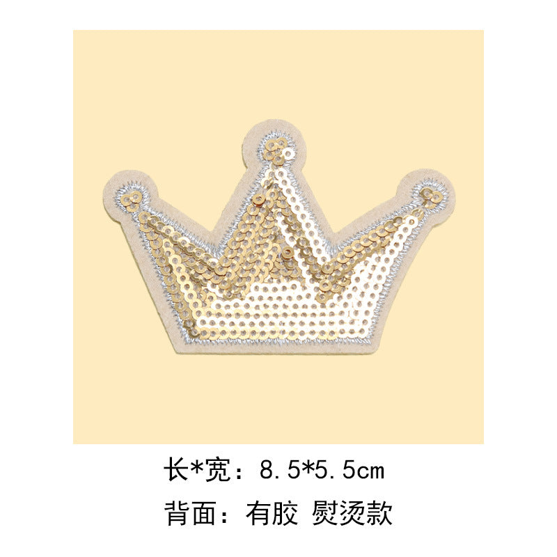 Wholesale 10pcs Colorful Crown sequin embroidery DIY Patches