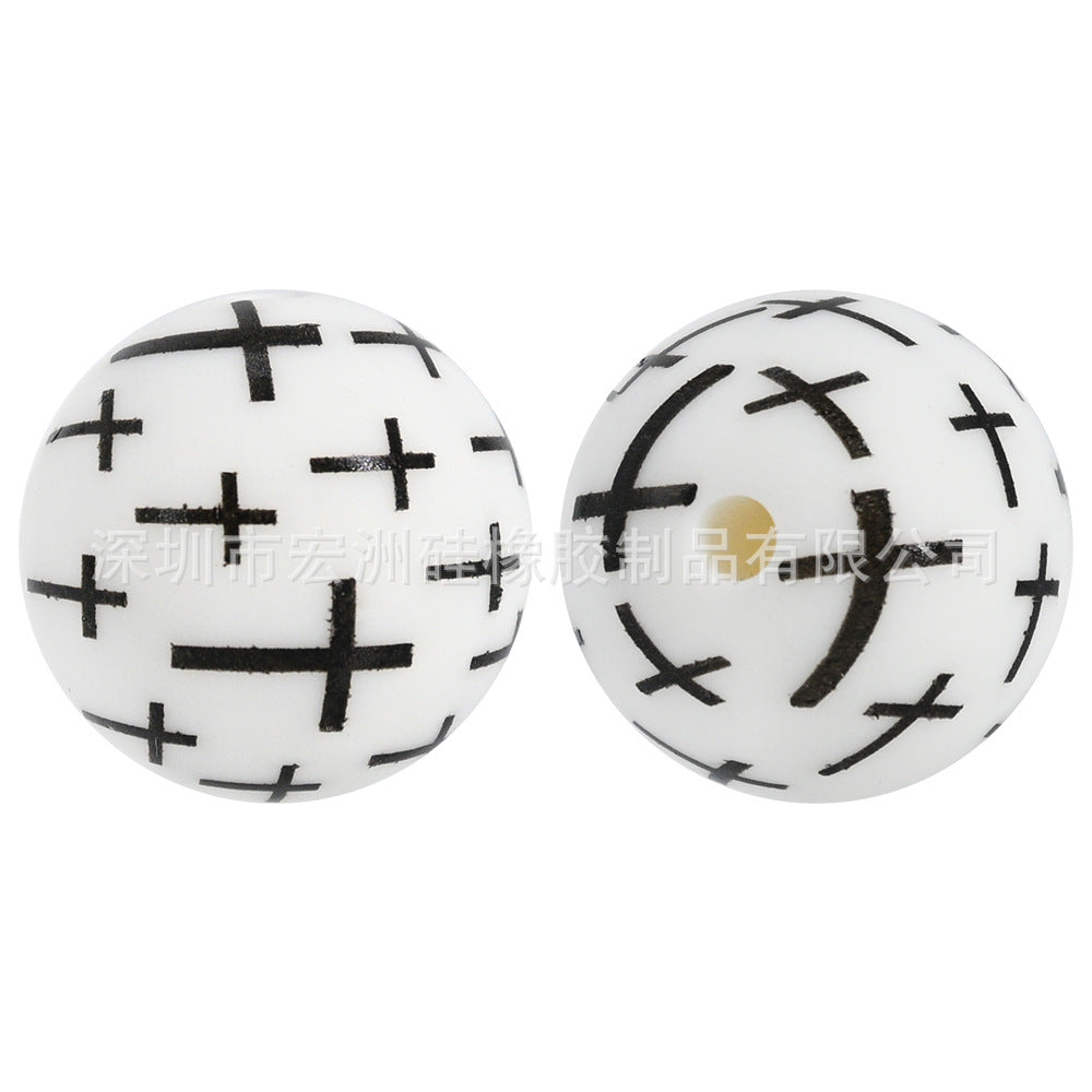 100pcs/pack Cross food grade silicone round beads DIY loose beads