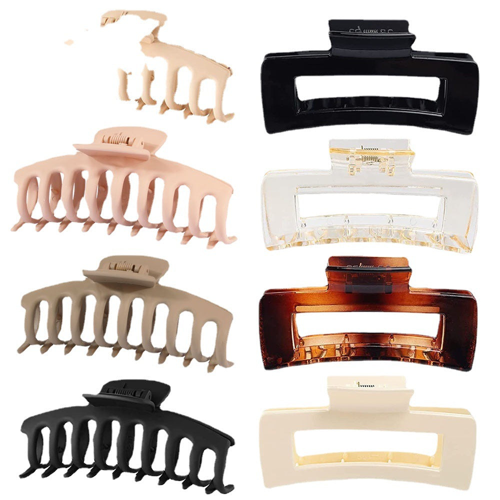 Wholesale Large Size Set of Simple Frosted Keel Shiny Plastic Hair Clips