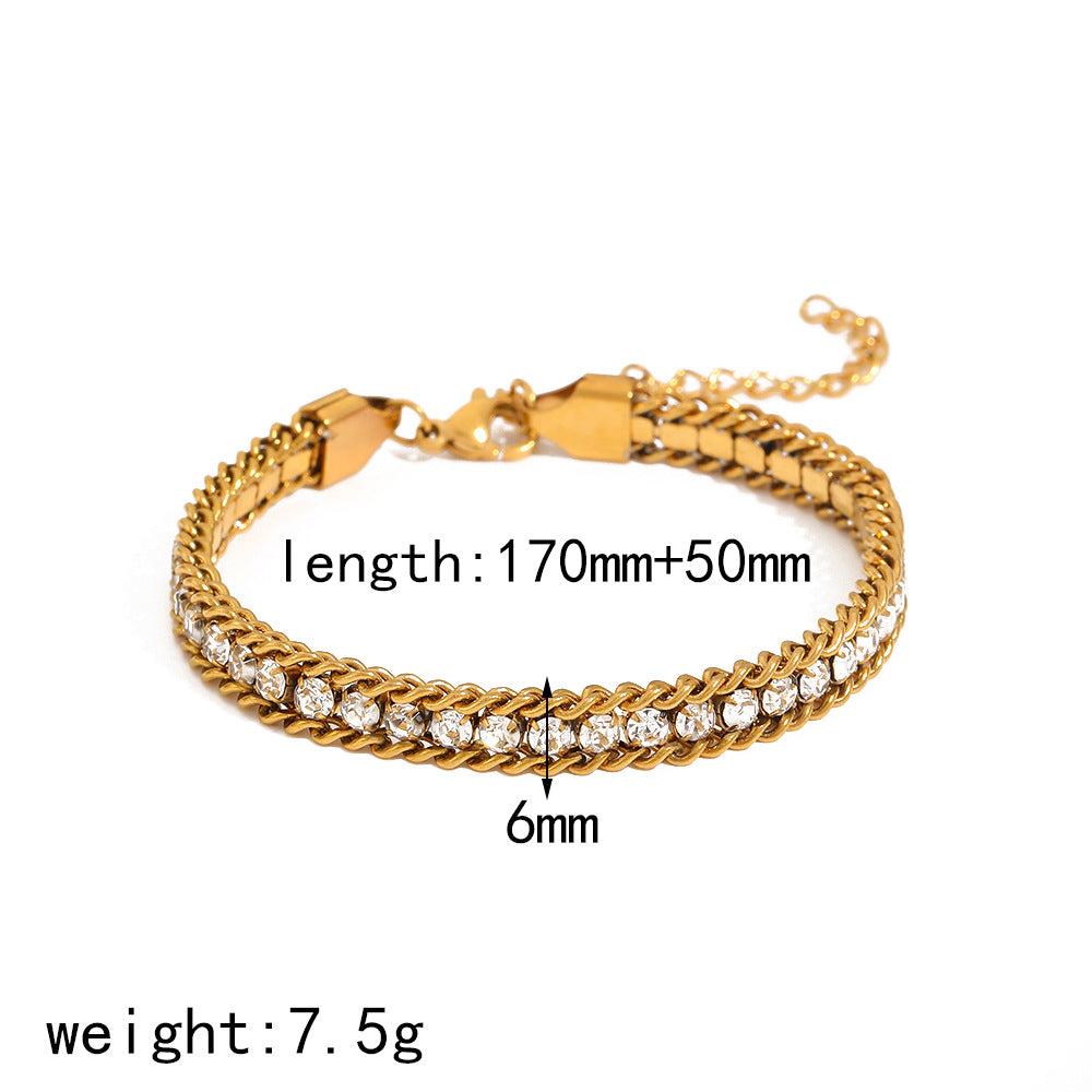 Wholesale Gold multi heart diamond studded stainless steel bracelet
