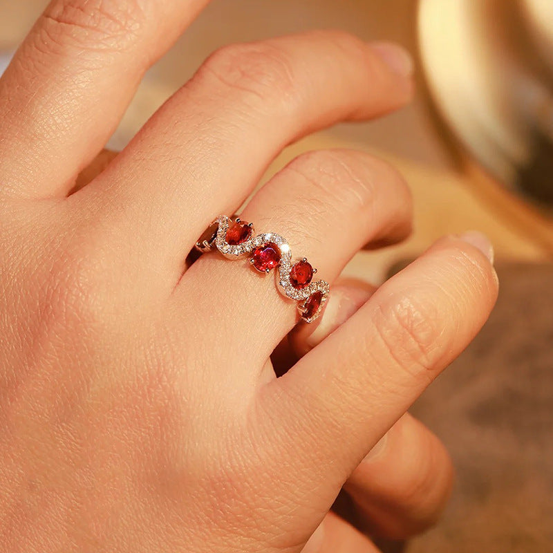 Wholesale of Red Colored Gemstone Copper Rings