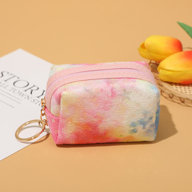 Wholesale Tie Dye Star Mini Cute Coin Purse Wallet Keychain