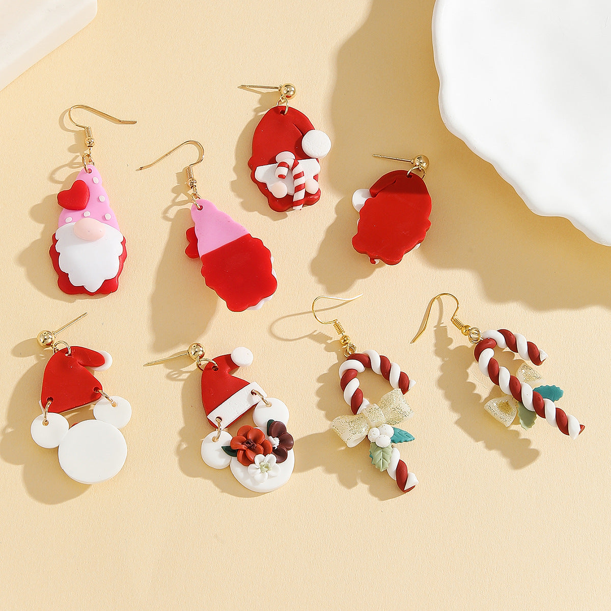 Wholesale Christmas handmade polymer clay red  soft clay earrings