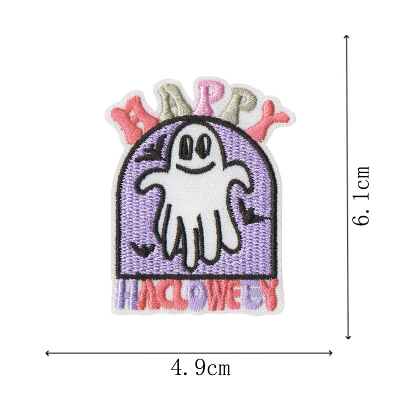 Wholesale new small ghost magic embroidery stickers cartoon cloth stickers handbook mobile phone Halloween decoration stickers DIY embroidery