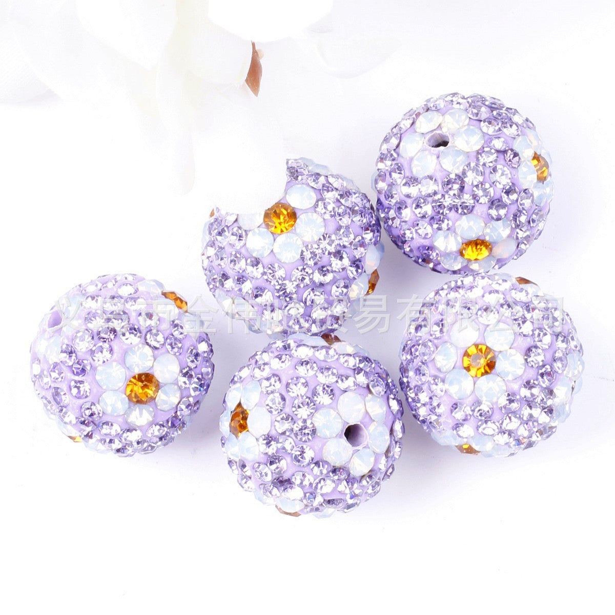 Wholesale 10pcs Full Drill Plum Blossom Soft Clay Drill Ball Straight Hole Beads