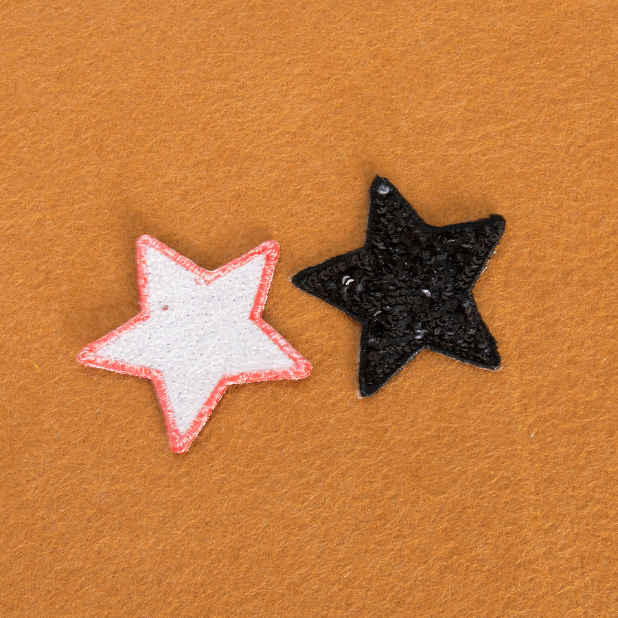 Wholesale Felt Sequined Five Point Star Patch Self Adhesive Applique For Clothing And Dance Costumes