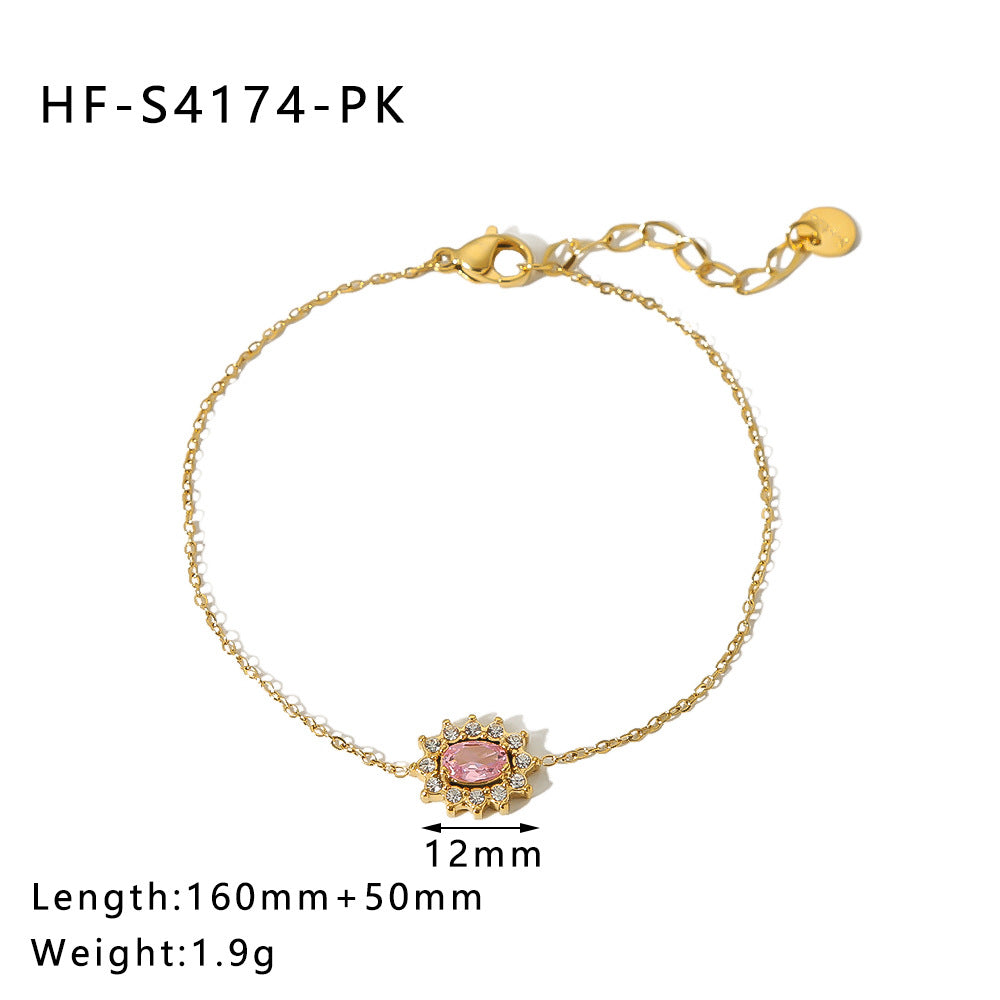 Wholesale Sunflower Stainless Steel Bracelet Love Zircon Geometric Bracelet