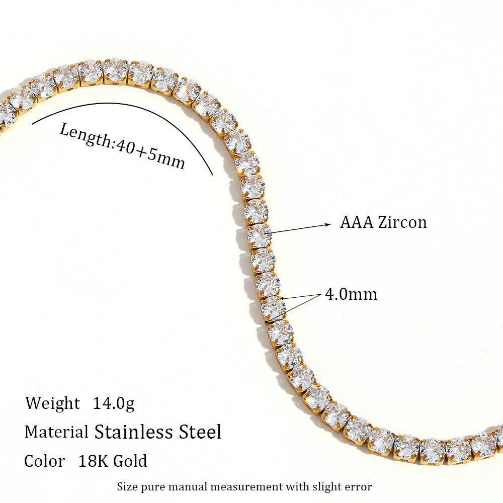 Wholesale Zircon chain Stainless Steel Necklace