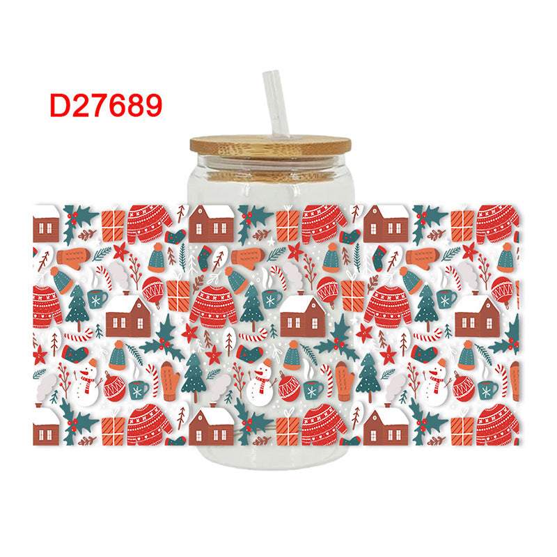 Wholesale Paste Glass Crystal Label 16oz Cup UV DTF Wraps