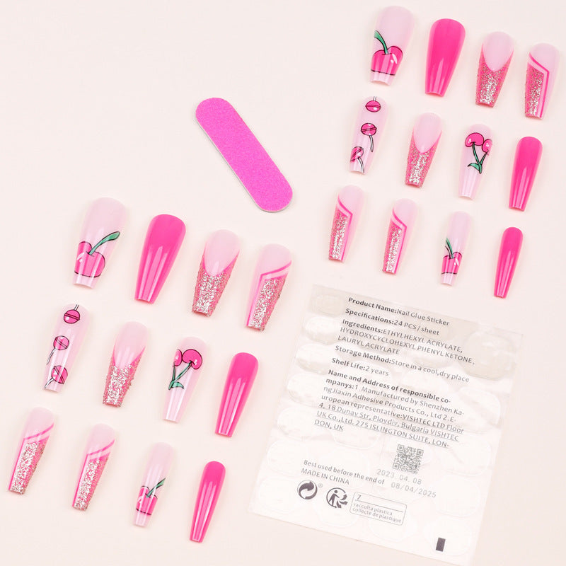 Wholesale Graffiti Rose Red Cherry French Nail Stickers