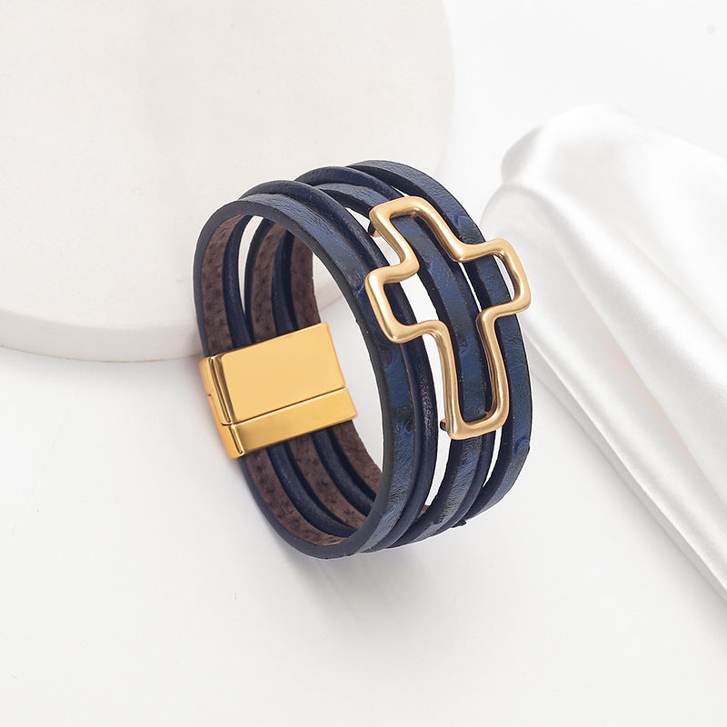 Wholesale Exaggerated Heart Leather Bracelet