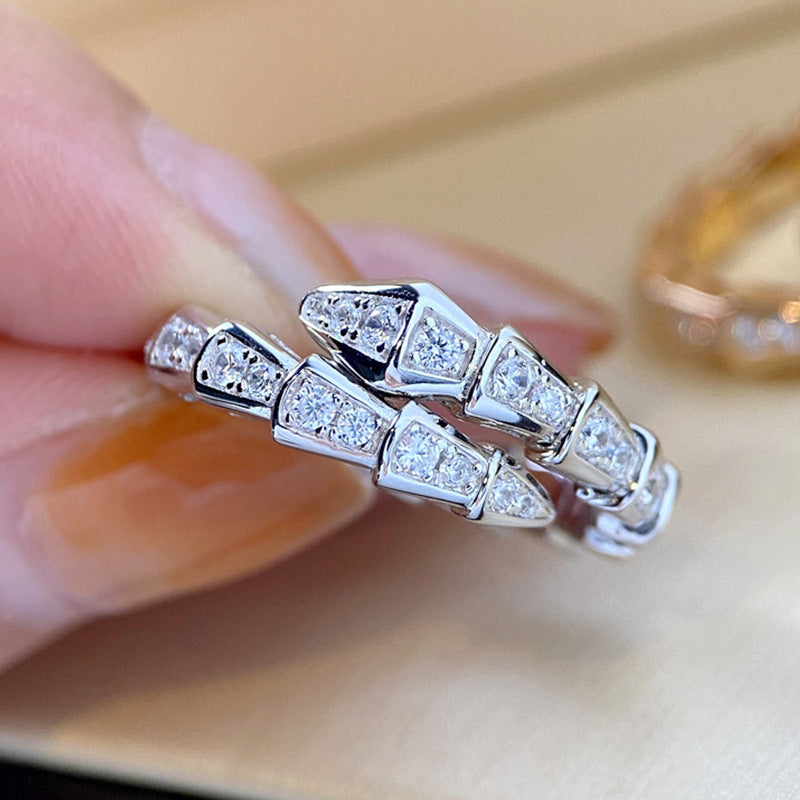 Wholesale Micro-inlaid zircon and diamond gold-plated open bone ring