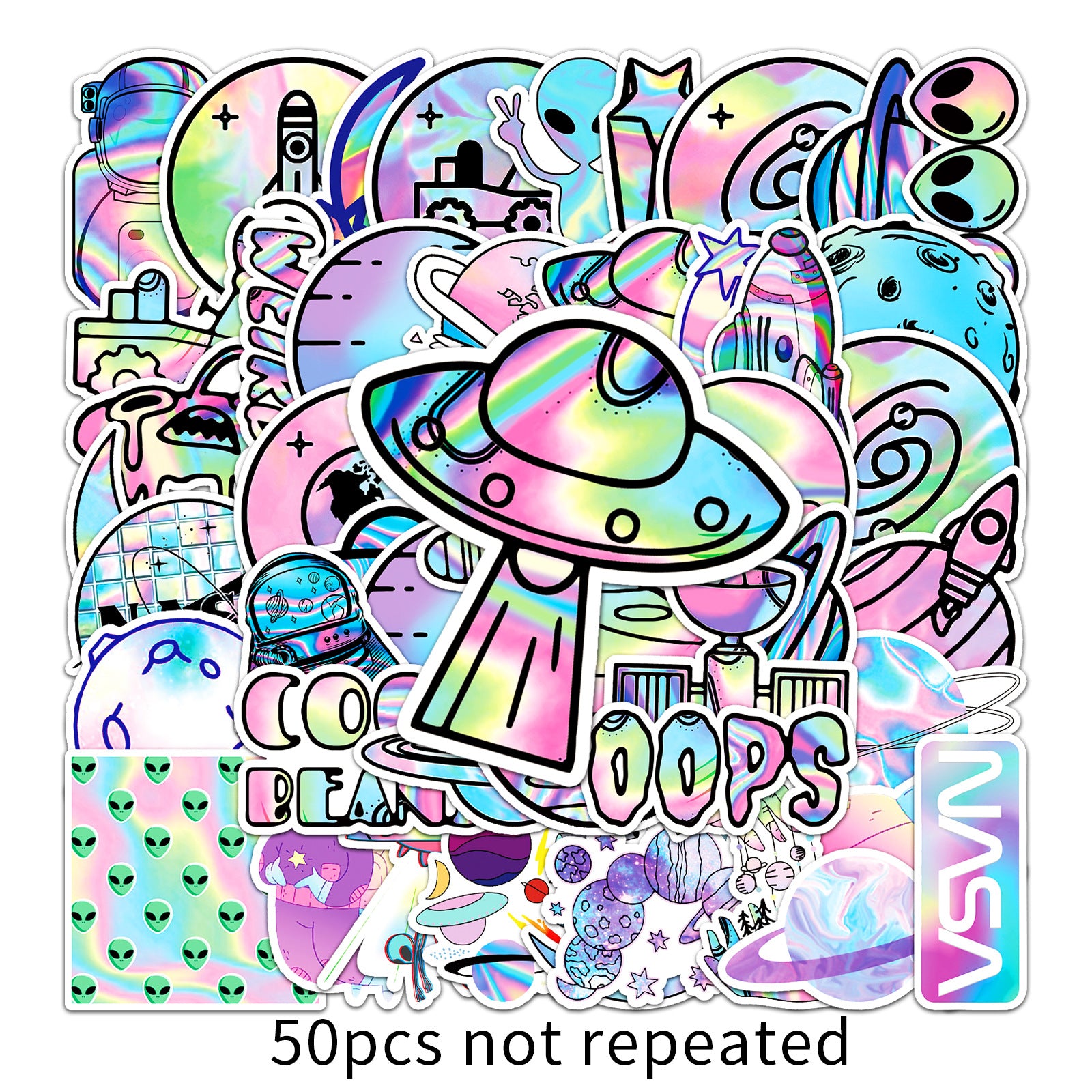 Wholesale 50 pieces of outer space graffiti personalized cartoon planet laser creative stickers
