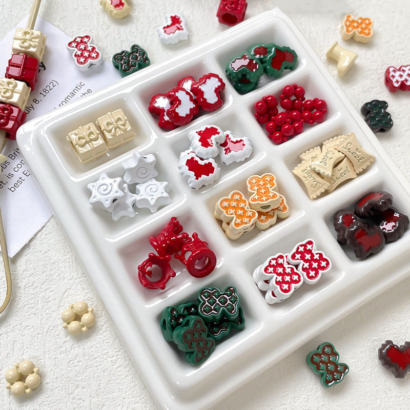 Wholesale 10pcs Dopamine Christmas Series Colorful Love Gift Box Beads