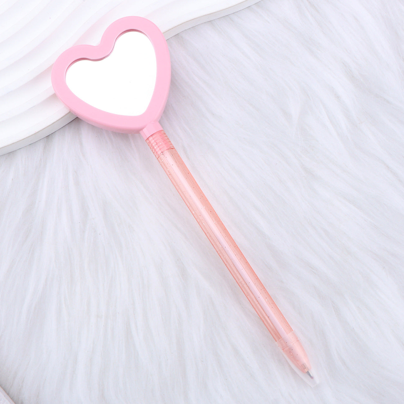 Wholesale Valentine' s Day Heart Handle Mirror Ballpoint Plastic Pen
