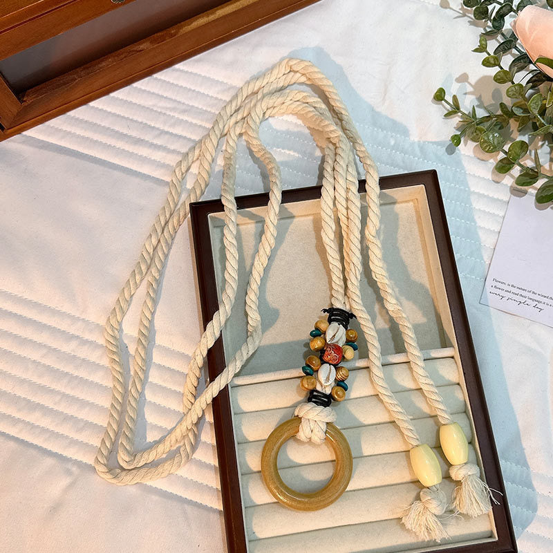 Wholesale Women's Versatile Dress Accessories Waist Rope Bohemian Braided Hemp Rope Waist Chain Thin Belt