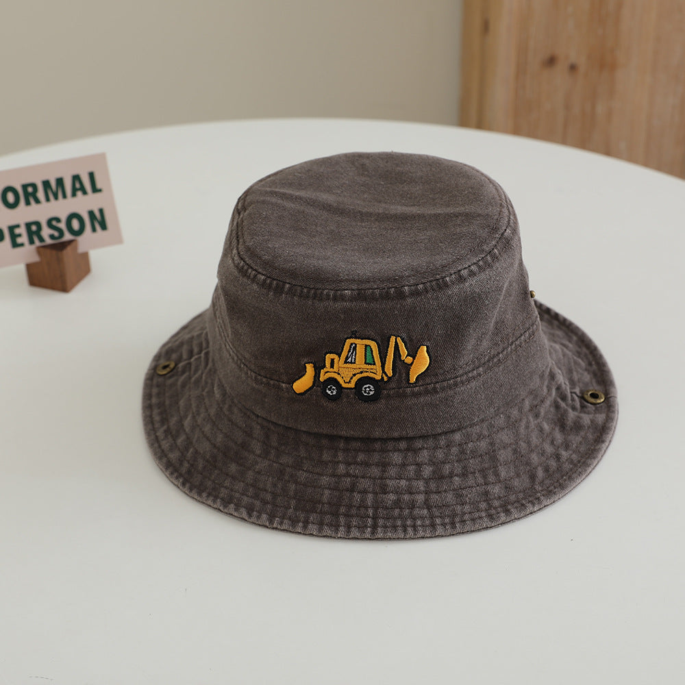 Wholesale Excavator children's washed fisherman hat retro bucket hat