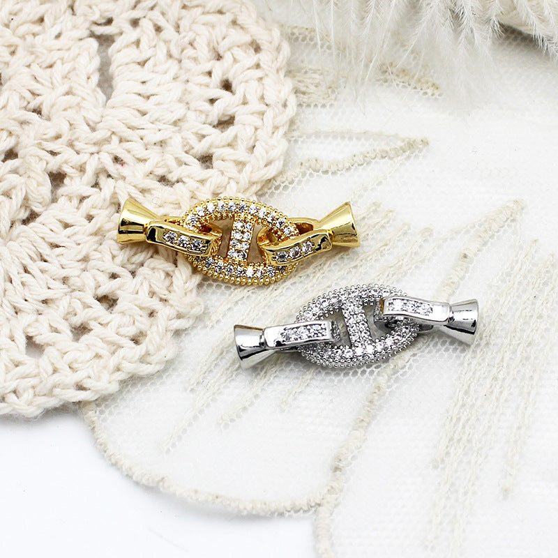 Wholesale Micro Inlaid Pig Nose DIY Accessories Copper Connecting Buckle