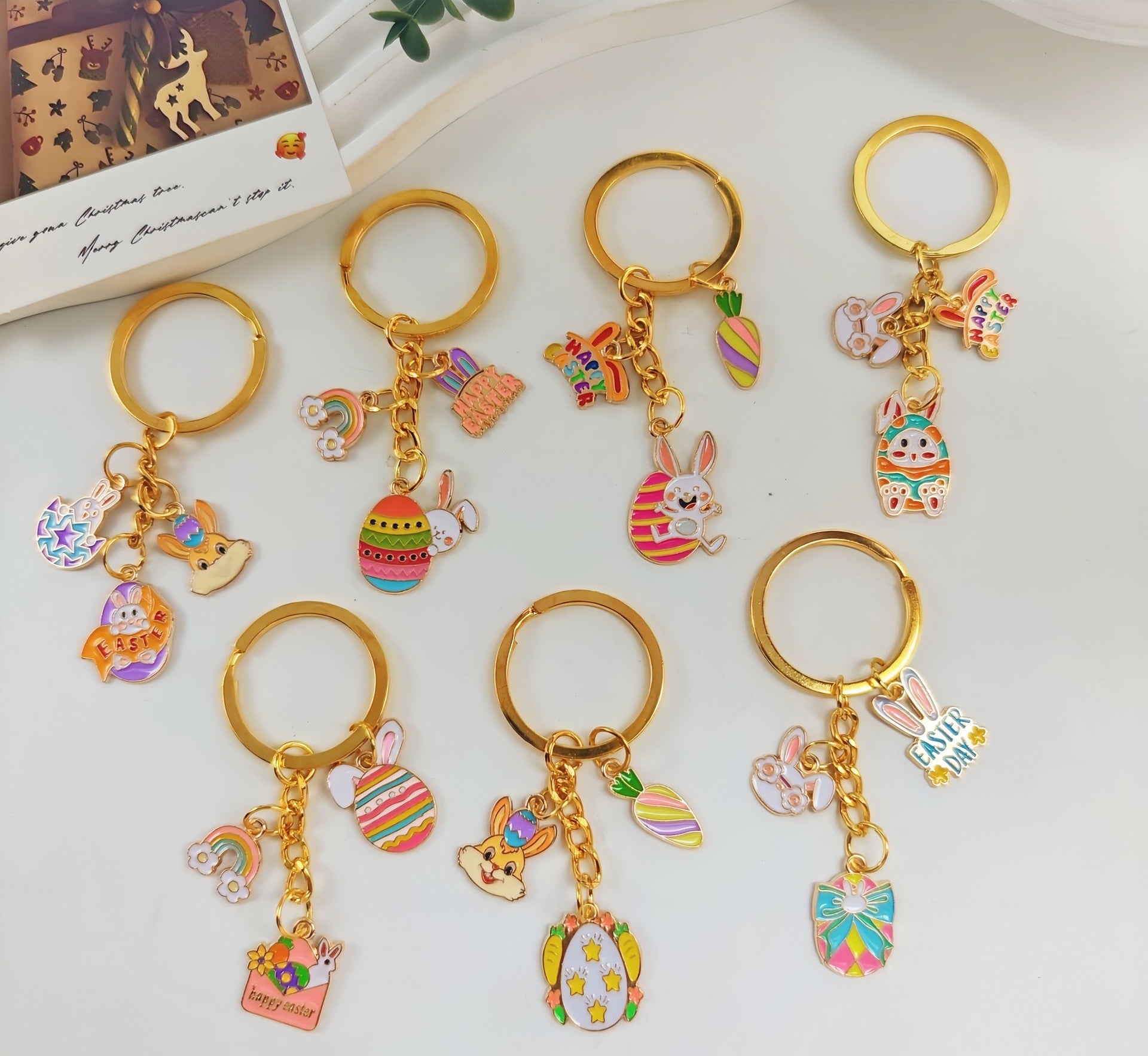 Wholesale Cartoon Easter egg cute rabbit metal keychain
