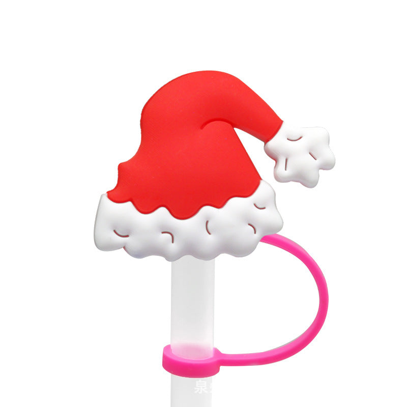Wholesale Cartoon Christmas Santa Claus Christmas Trees Snowman Silicone Dustproof Straw Plugs