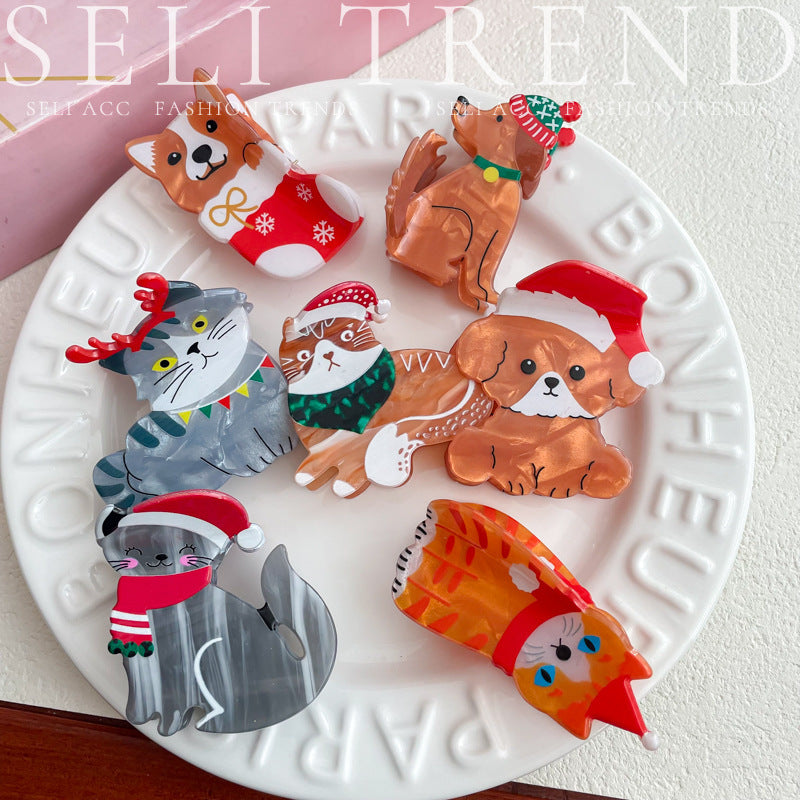Wholesale Christmas Series Animal Cute Dog Cat Scratching Clip