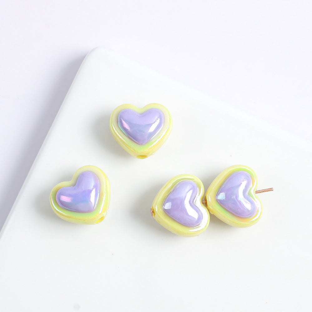 Wholesale 10pcs Macaron Color Acrylic Heart Five-Pointed Star Beads