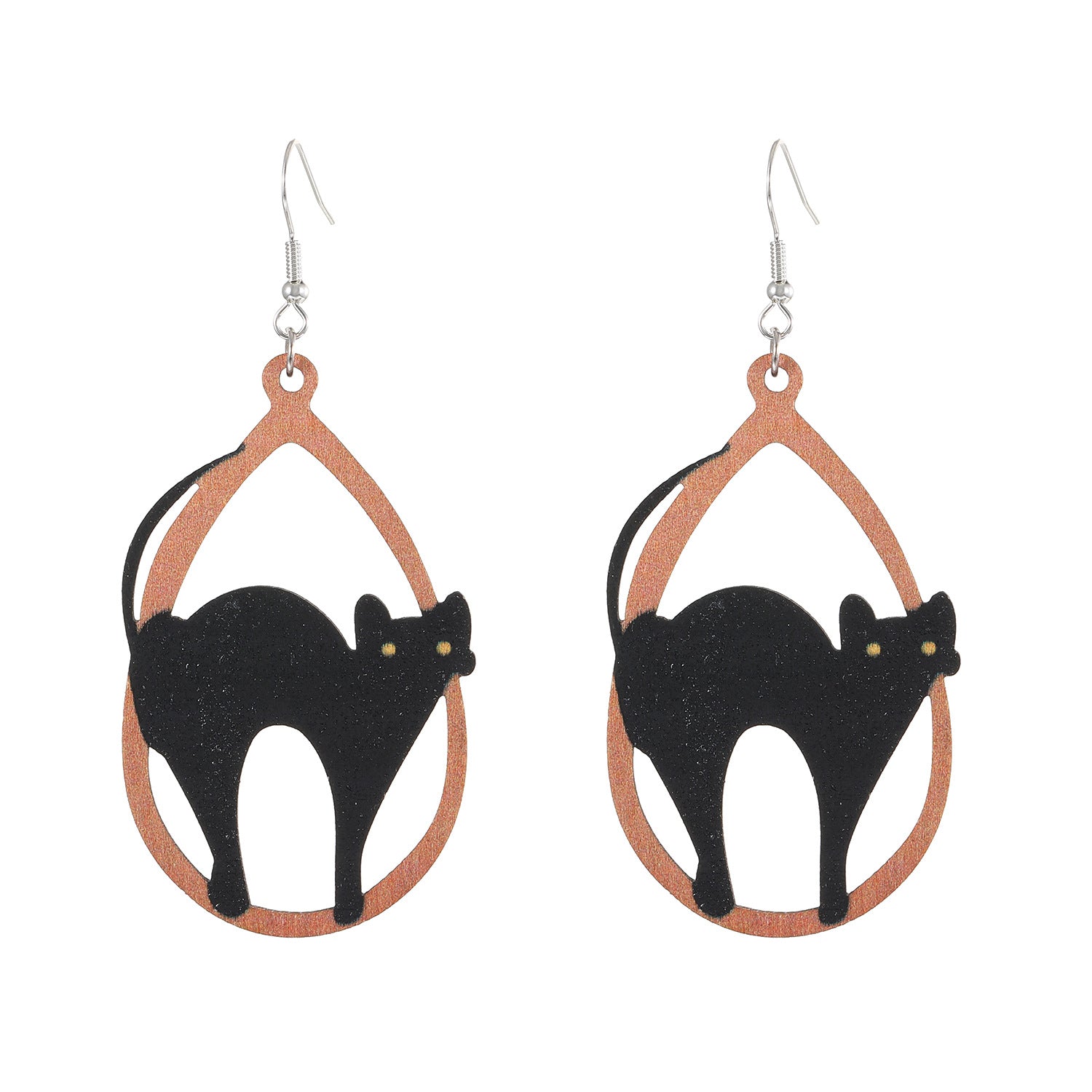 Wholesale Wooden  Earrings Pumpkin Maple Leaf Ghost Cat Hollow Drop Design Electroplated Chic Fashion Jewelry Accessory For Women
