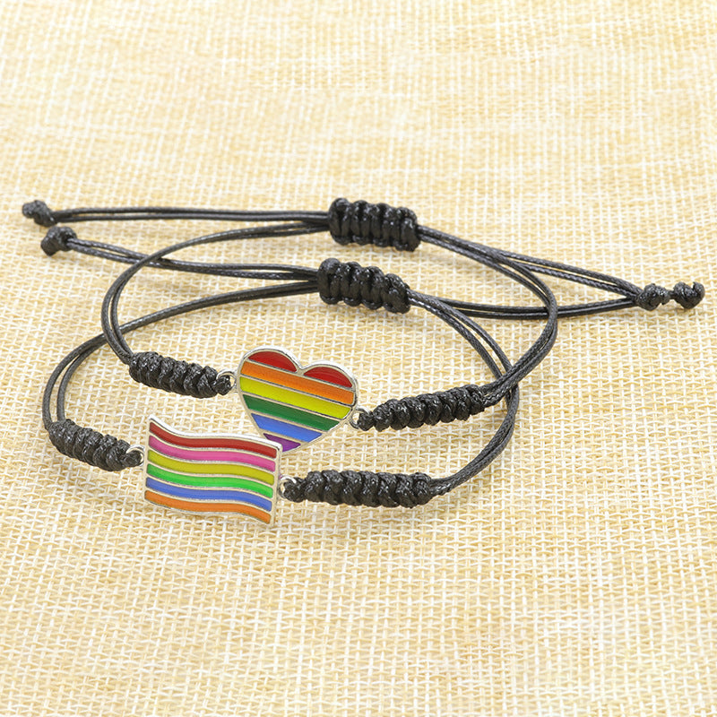 Wholesale LGBT Six-color Rainbow Hand-woven Bracelets