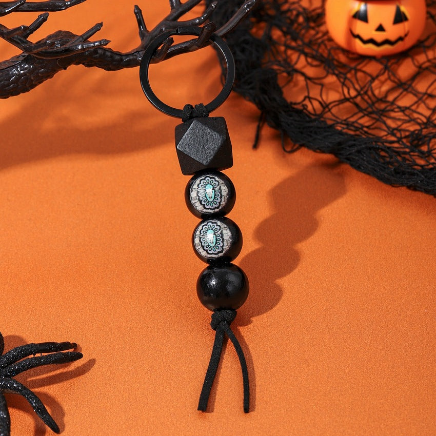 Wholesale Card Halloween Pumpkin Car Bat Beaded Metal Keychain