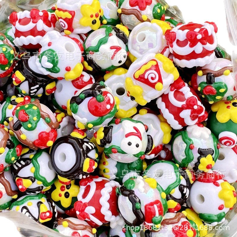 Wholesale 20pcs/pack Christmas series hand-painted Acrylic Beads