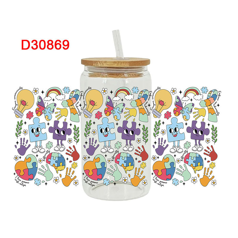 Wholesale Color Puzzle Teacher's Day 16oz Cup UV DTF Wraps