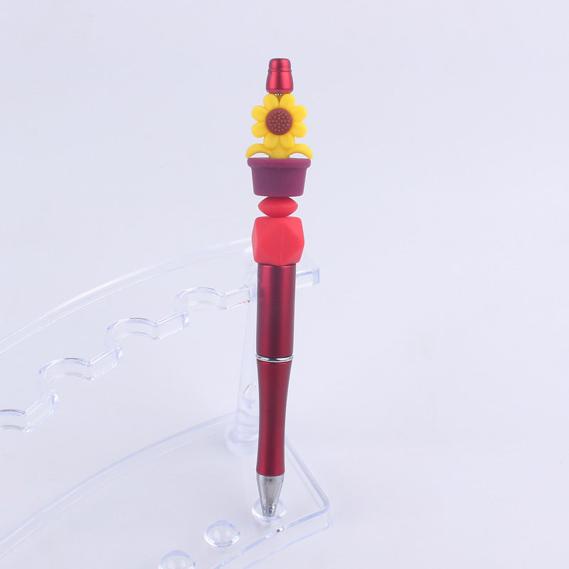 Wholesale Handmade Bead Pen Sunflower Silicone Ballpoint Pen