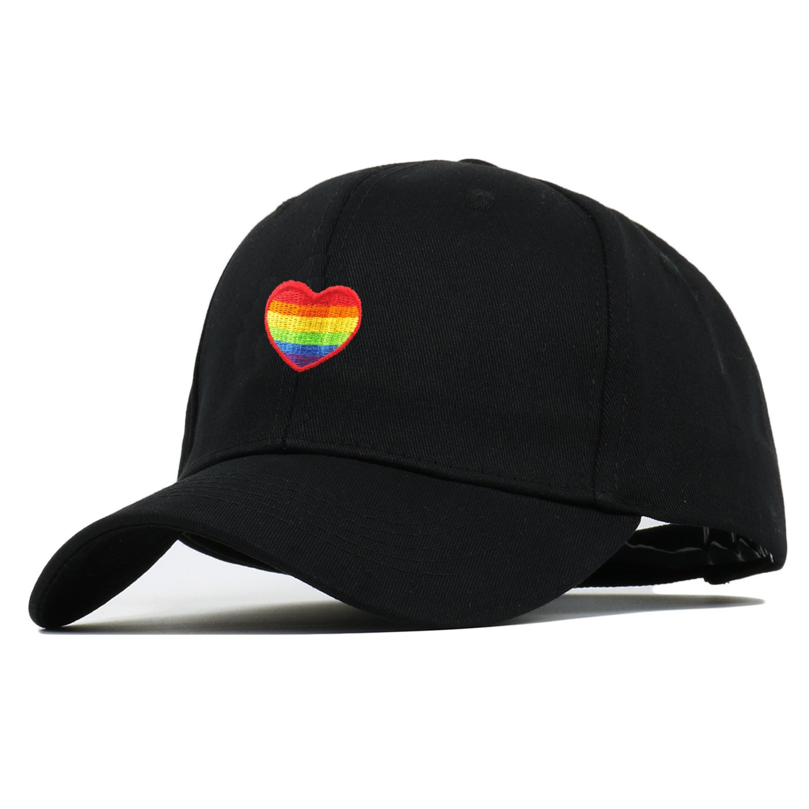 Wholesale Cotton LGBT Rainbow Heart Embroidery Baseball Cap