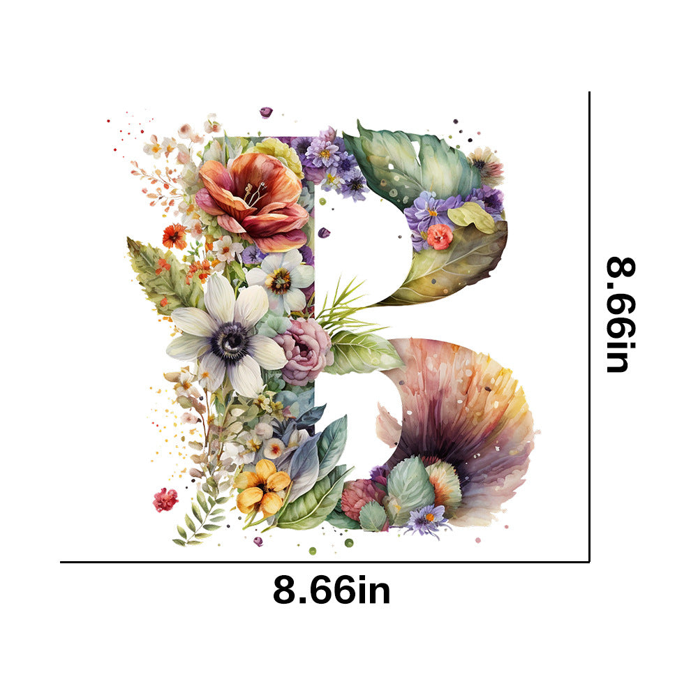 Wholesale 26 letter flower branches and leaves UV DTF Ready to Press Transfers Wraps