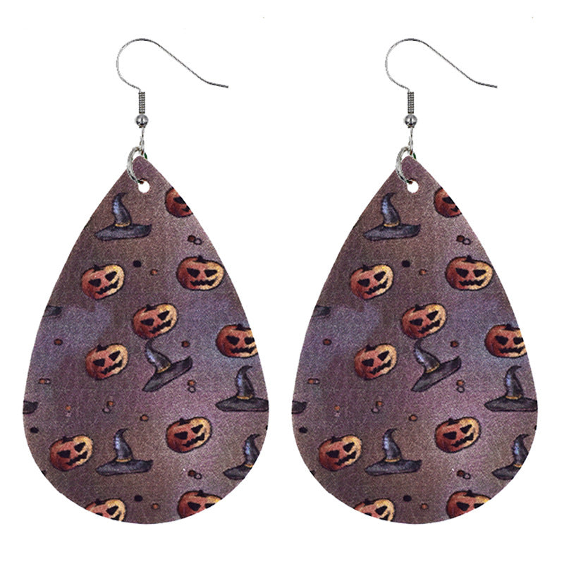 Wholesale Bat Elf Water Drop  Leather Earrings