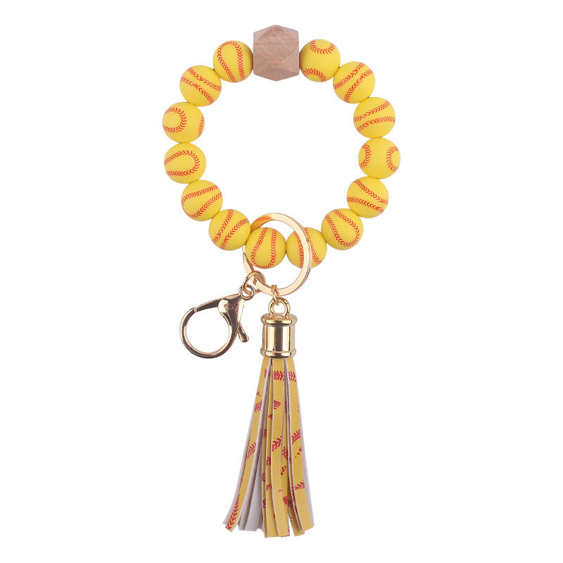 Wholesale PU Tassel Cartoon Silicone Wrist Keychains