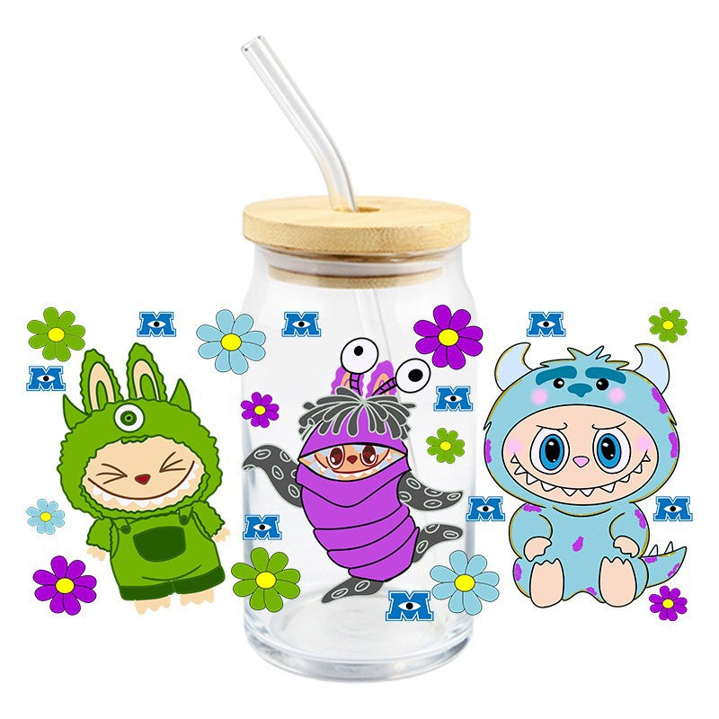 Wholesale 5pcs Colorful cute cartoon 16oz Cup UV DTF Wraps