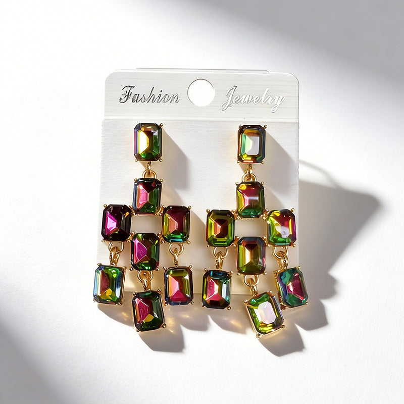Wholesale Square rhinestone stud earrings 925 silver