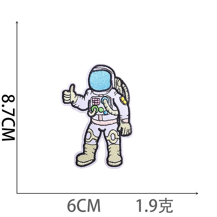 Wholesale Polyester Iron On Embroidered Patches Astronaut Space Rocket Design DIY Decorative Applique For Clothing Boutique Resale
