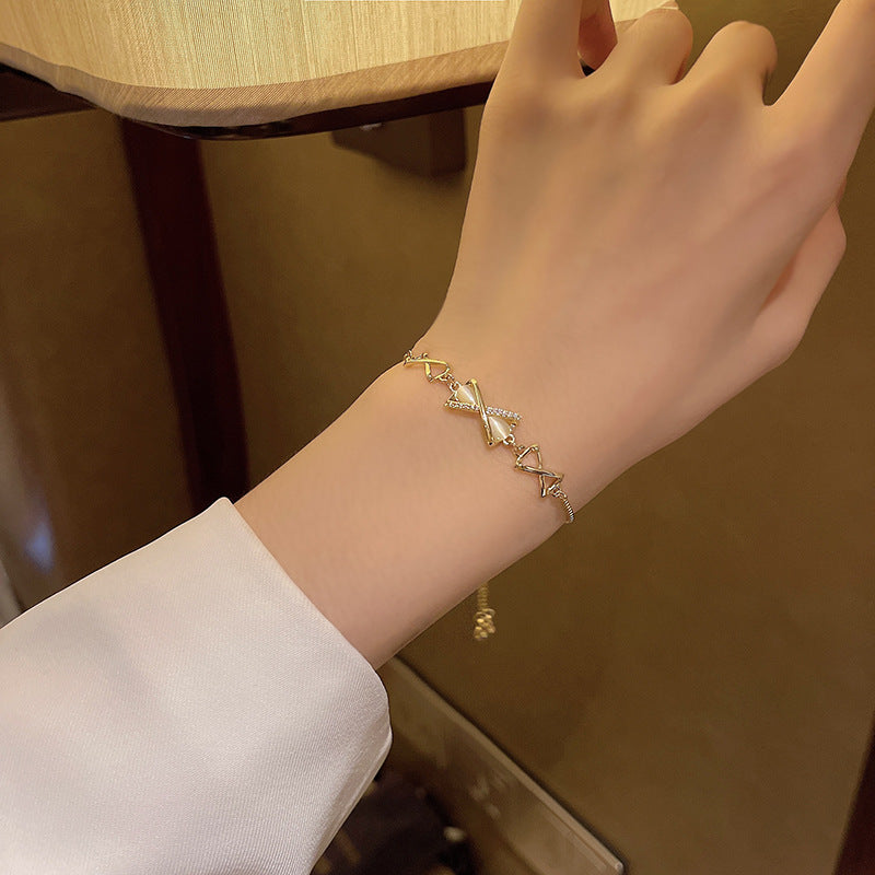 Wholesale Titanium Steel Bow Cat's Eye Vintage Bracelet