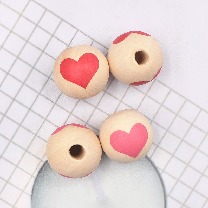 Wholesale 10PCS diy16mm Valentine's Day Love Color Wooden Beads
